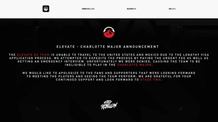 Elevate, Six Charlotte Major 2022'yi kaçıracak