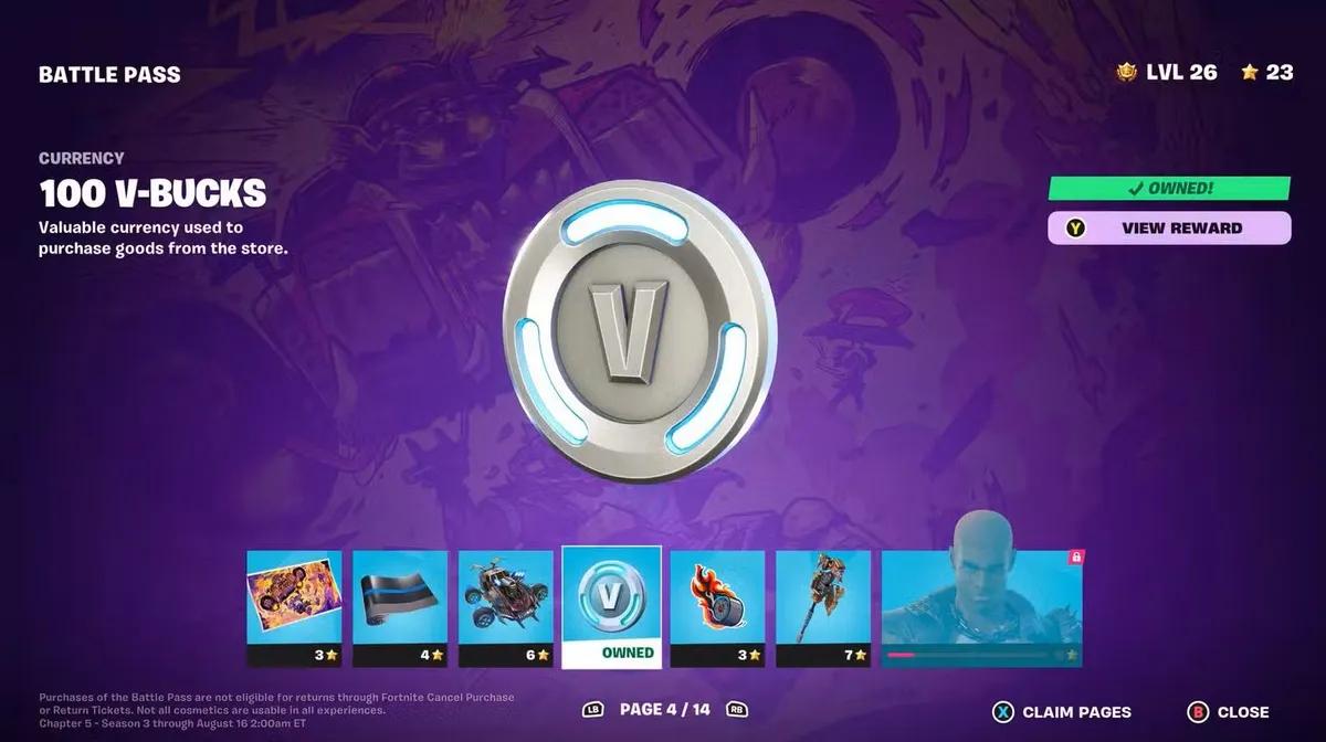 Fortnite V-Papel Fiyatlandırmasında ve Savaş Bileti Ödüllerinde Değişiklik Yaptığını Duyurdu