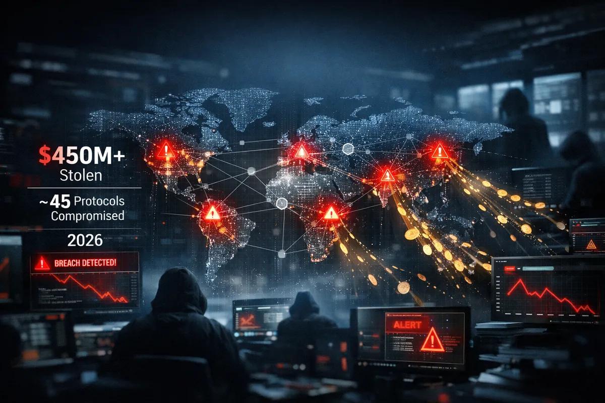 Hackerlar 2026'da yaklaşık 45 kripto para protokolünden şimdiden 450 milyon dolardan fazla para çaldı.