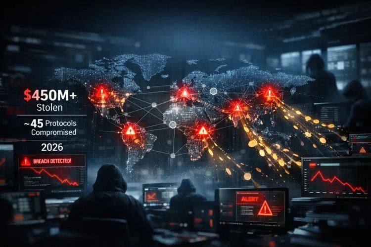 Hackerlar 2026'da yaklaşık 45 kripto para protokolünden şimdiden 450 milyon dolardan fazla para çaldı.