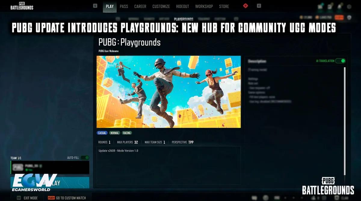 PUBG Güncellemesi ile “Playgrounds” Geliyor: Topluluk Tarafından Oluşturulan İçerik Modları için Yeni Merkez