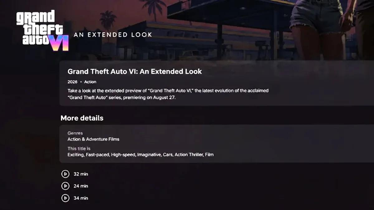 Söylentilere göre Grand Theft Auto VI: An Extended Look, Netflix'te üç ayrı bölüm halinde yayınlanacak
