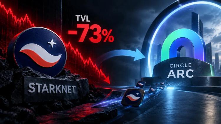 Starknet'in en büyük uygulamasının Circle'ın Arc platformuna geçmesiyle birlikte, şirketin TVL'si bir günde %73 düştü.