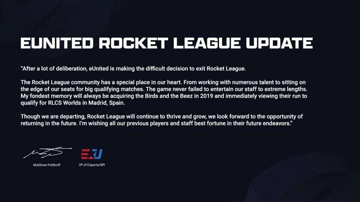 EUnited üç Rocket League üyesinin görevinden alındı