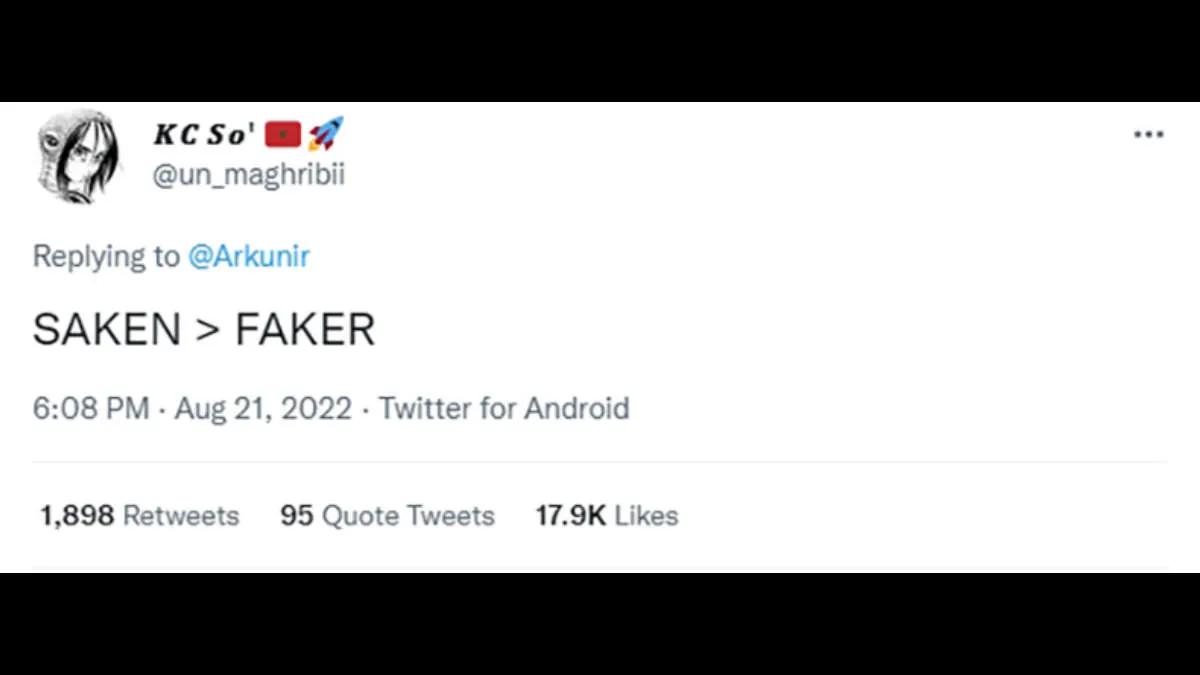 Tweet " FAKER > SAKEN " uzaya uçuyor