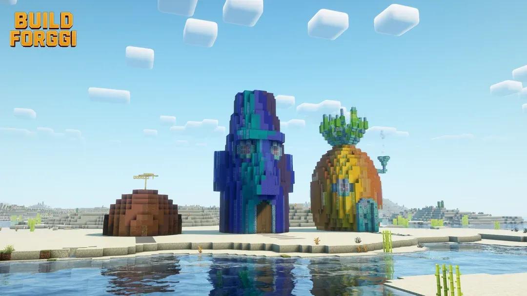 Minecraft Oyuncusu Sünger Bob'un Kabuklu Sokağını Çarpıcı Detaylarla Yeniden Yarattı
