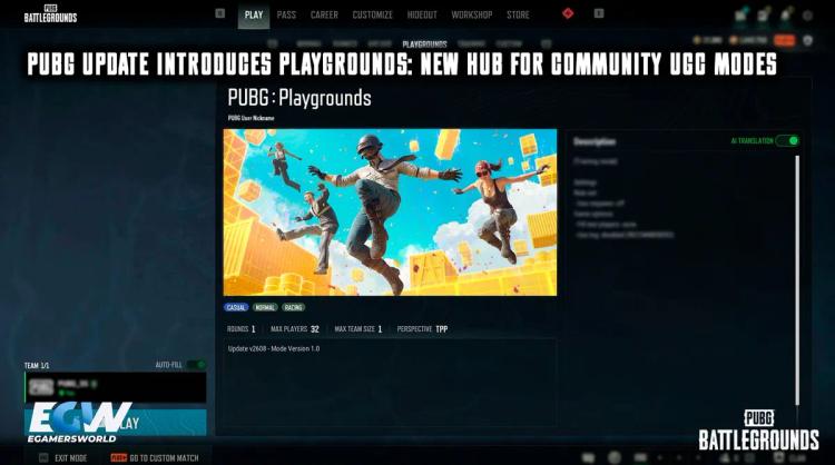 PUBG Güncellemesi ile “Playgrounds” Geliyor: Topluluk Tarafından Oluşturulan İçerik Modları için Yeni Merkez