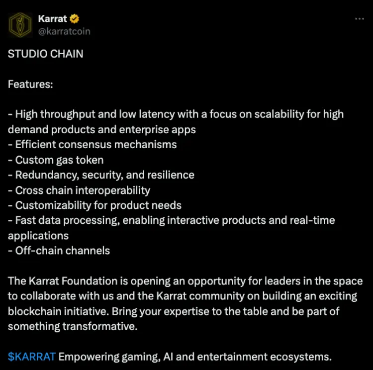 KARRAT Foundation Introduces Studio Chain: A Dedicated Blockchain for Web3 Gaming and Entertainment 1