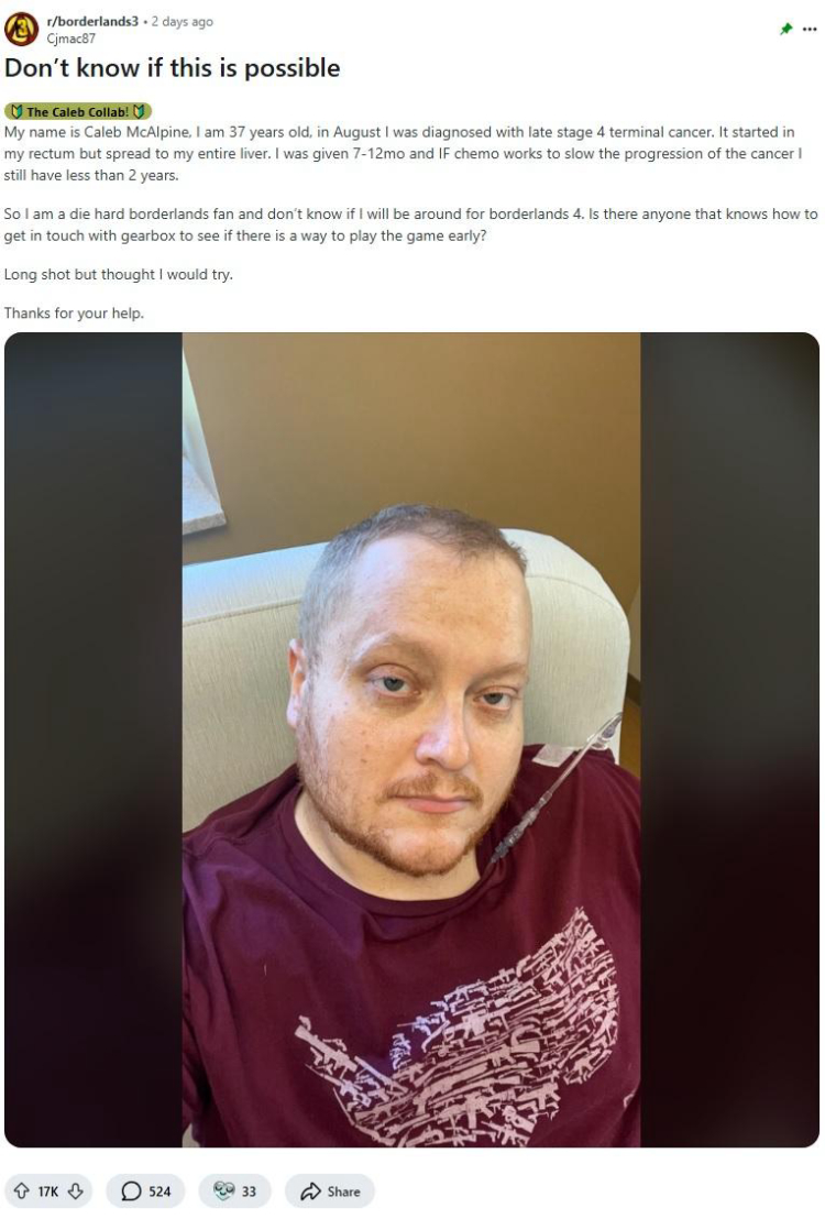 Terminally Ill Fan Played Borderlands 4 Before Its Official Release Thanks to Gearbox Software 1